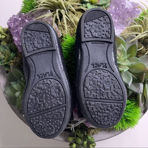 the children’s place black shimmer bow ballet flat toddler shoes new w tags - Picture 7 of 8